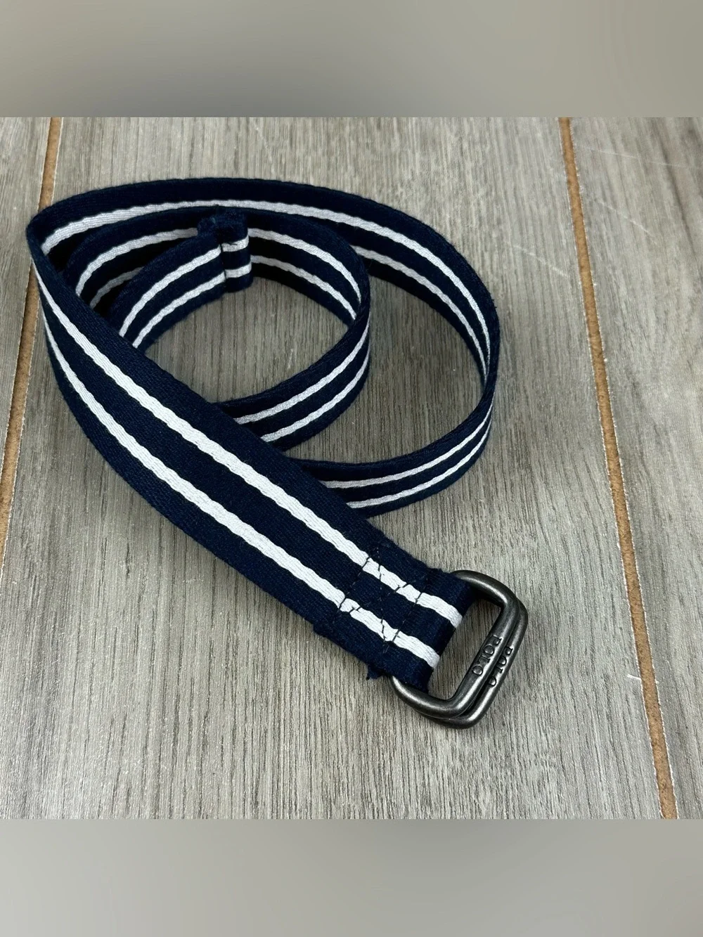 Polo Ralph Lauren Belt Boys Youth One Size 32” D-Ring Ribbon Striped Blue White
